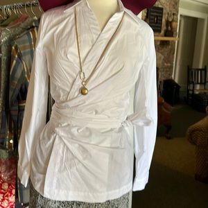 Crisp white wrap blouse